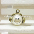 Charming Funny Emoji bead imitation arylic pearl pendant for bracelet